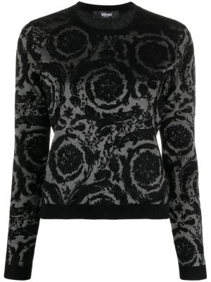 Sweter żakardowy Versace czarny