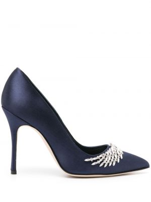 Pantofi cu toc de cristal Manolo Blahnik albastru