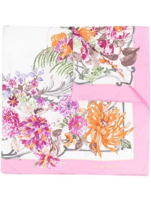 Trykt floral silke skjerf Salvatore Ferragamo hvit