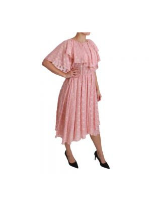 Sukienka midi w grochy Dolce And Gabbana różowa