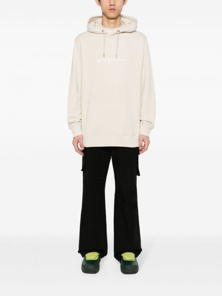 Bluza z kapturem bawełniana z nadrukiem Givenchy beżowa