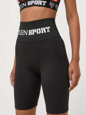 Спортни панталони с висока талия с принт Plein Sport черно