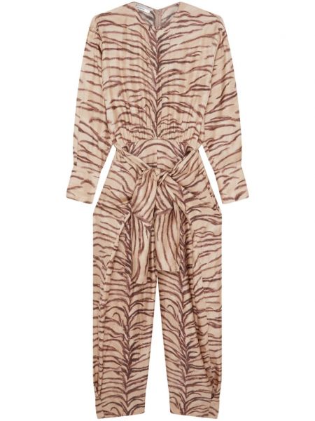 Seiden langer overall mit print mit tiger streifen Stella Mccartney beige