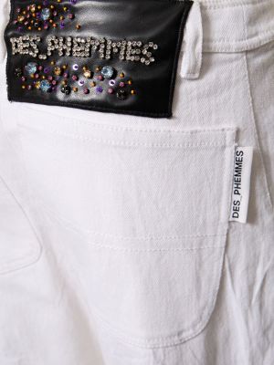 Křišťálové straight fit džíny Des Phemmes bílé
