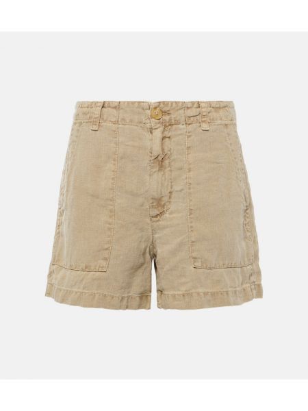 Sammet linne shorts Velvet brun