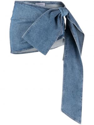 Oversized džínsová sukňa s mašľou Blumarine modrá
