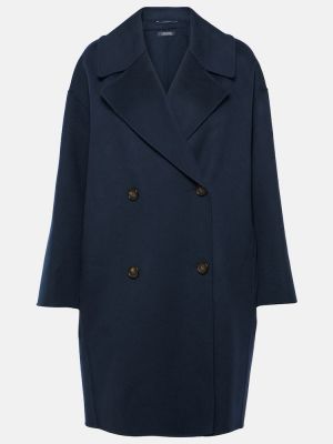 Krótki płaszcz wełniany S Max Mara niebieski