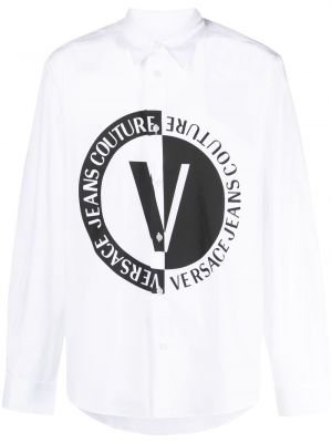 Памучна дънкова риза с принт Versace Jeans Couture