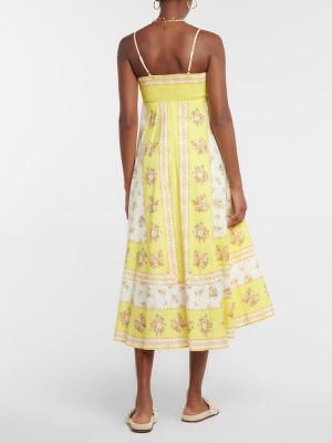 Βαμβακερή λινή μίντι φόρεμα με σχέδιο Alemais κίτρινο
