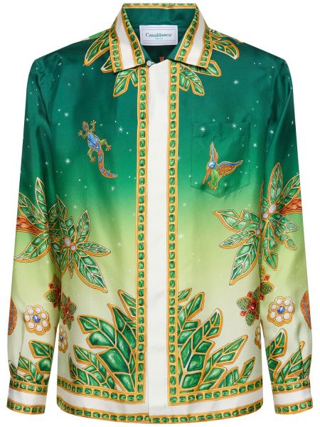 Raštuota šilkinė marškiniai Casablanca žalia