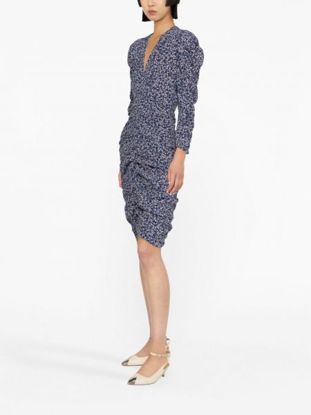 Mini-abito di seta con stampa Isabel Marant blu