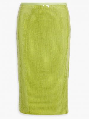 Зеленая юбка миди с пайетками с сеткой Helmut Lang