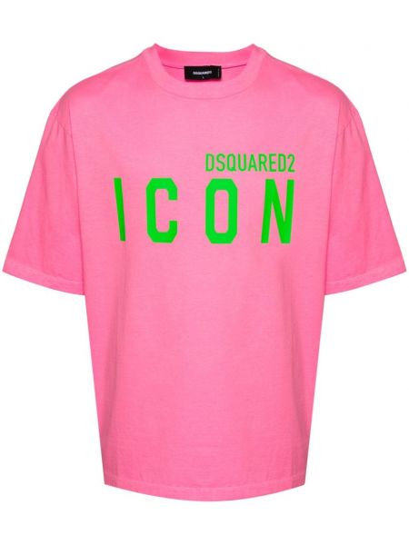 Памучна тениска Dsquared2 розово