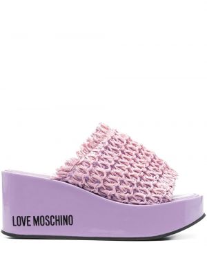 Ниски обувки с клин ток Love Moschino виолетово