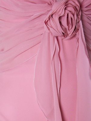 Svilena maksi haljina s volanima Blumarine ružičasta