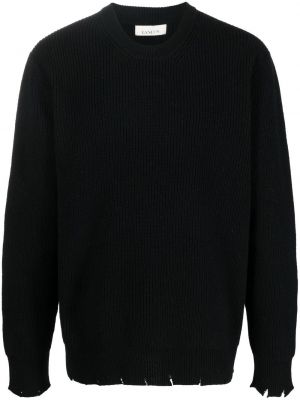 Пуловер от мерино вълна Laneus черно