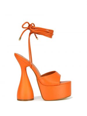 Босоножки на каблуке на высоком каблуке на платформе Xy London оранжевые