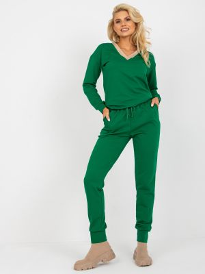 Sportovní kalhoty s výstřihem do v Fashionhunters zelené