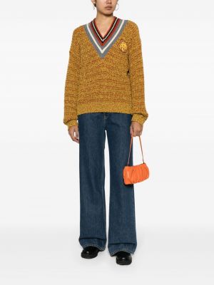 Sweter z dekoltem w serek Maison Kitsune żółty