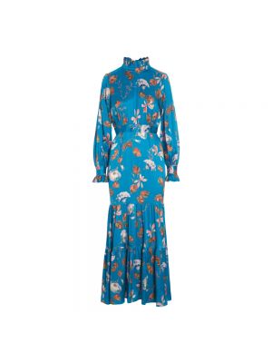 Sukienka długa w kwiatki Dea Kudibal niebieska