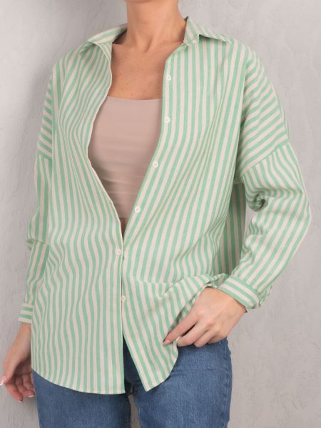 Oversized pruhovaná košeľa Armonika zelená