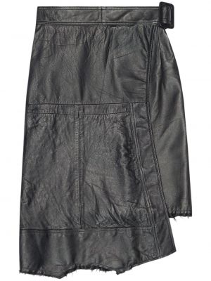 Asymetrická kožená sukňa Balenciaga čierna