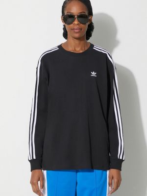 Ριγέ μακρυμάνικη μπλούζα Adidas Originals μαύρο