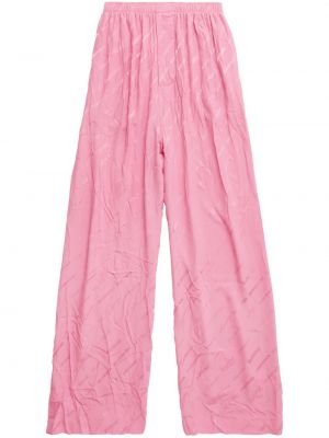 Relaxed fit svilene hlače iz žakarda Balenciaga roza