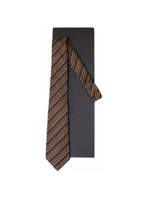 Шелковый галстук в полоску Viktor & Rolf коричневый