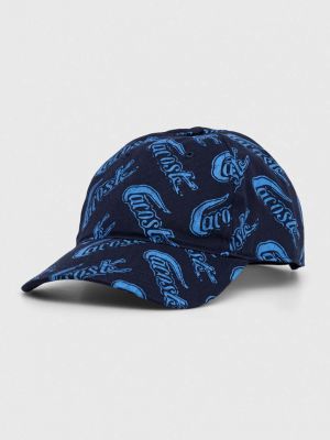 Pamučna kapa s printom Lacoste plava