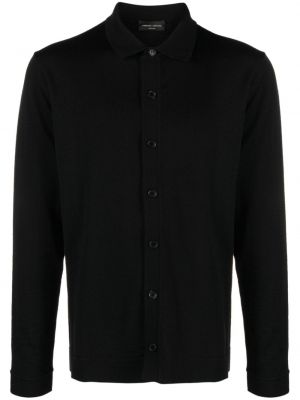 Μάλλινο πουκάμισο Roberto Collina μαύρο