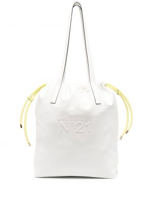 Leder shopper handtasche N°21 weiß
