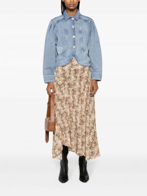 Midi sukně s potiskem Isabel Marant béžové