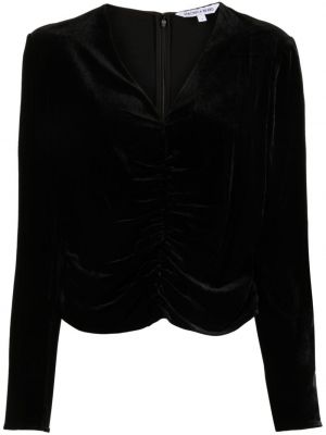 Žametna bluza iz rebrastega žameta Veronica Beard črna