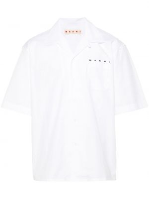 Памучна риза с принт Marni бяло