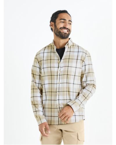 Kockovaná bavlnená kockovaná košeľa Celio