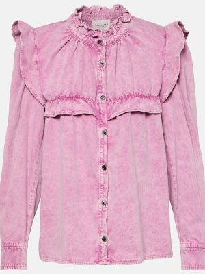 Džinsiniai marškiniai su raukiniais Marant Etoile rožinė