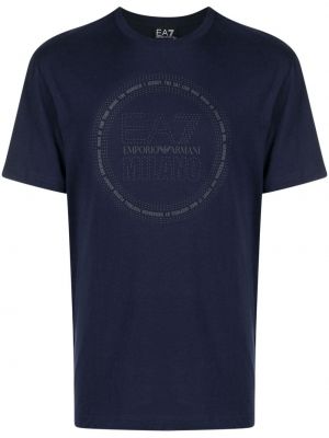T-shirt aus baumwoll mit print Ea7 Emporio Armani blau