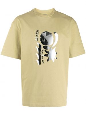 T-shirt z nadrukiem bawełniane z krótkim rękawem Jacquemus - żółty