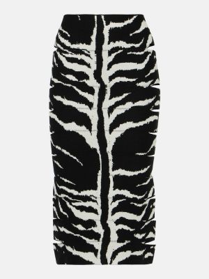 Midi sukňa s vysokým pásom s potlačou so vzorom zebry Alaïa