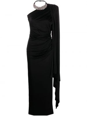 Drapované saténové koktejlové šaty Alexandre Vauthier černé