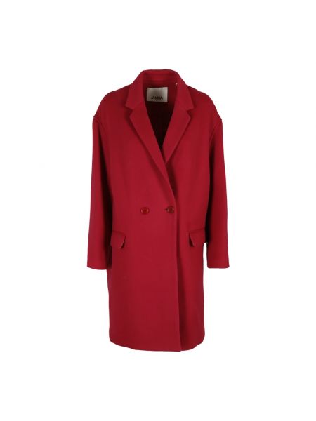 Dwurzędowy płaszcz elegancki Isabel Marant czerwony