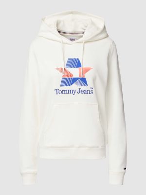 Bluza z kapturem z nadrukiem w gwiazdy Tommy Jeans biała