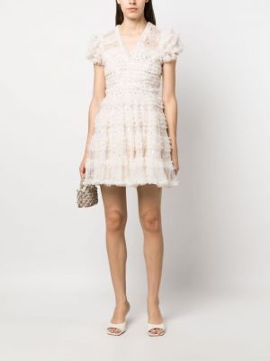 Sukienka koktajlowa z cekinami Needle & Thread biała