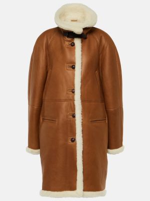 Kožený krátký kabát Isabel Marant hnedá