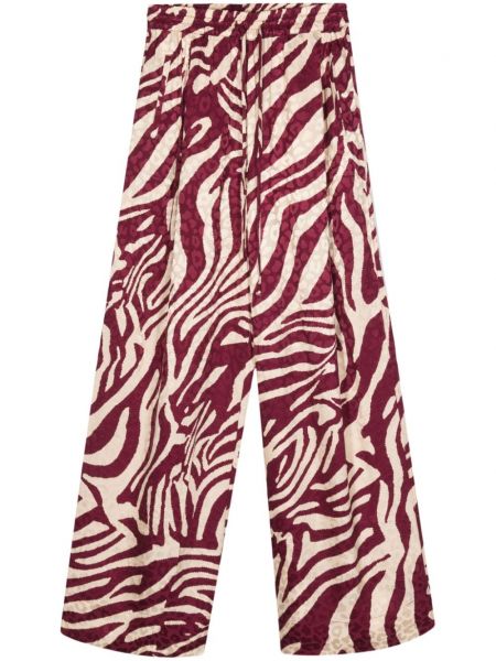 Široke hlače s printom sa zebra printom Essentiel Antwerp bordo