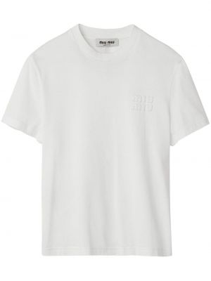 Βαμβακερή μπλούζα Miu Miu λευκό