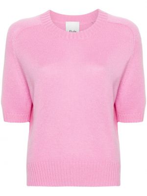 Кашмирена тениска с кръгло деколте Allude розово