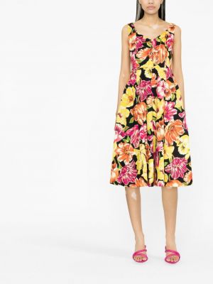 Květinové šaty bez rukávů s potiskem Kate Spade černé