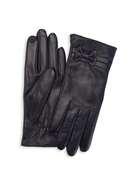 Кожаные перчатки с бантом Royce New York черные